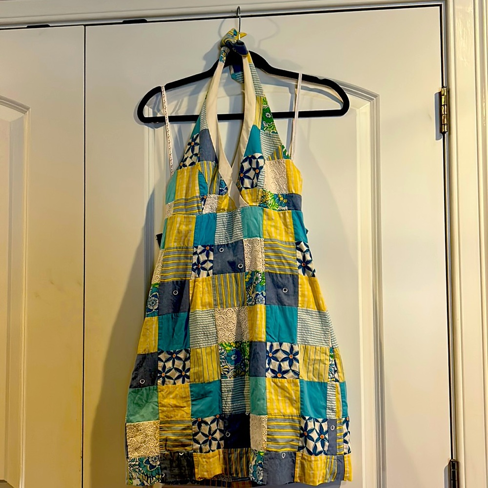 Lilly Pulitzer patchwork sleeveless halter dress in great condition
